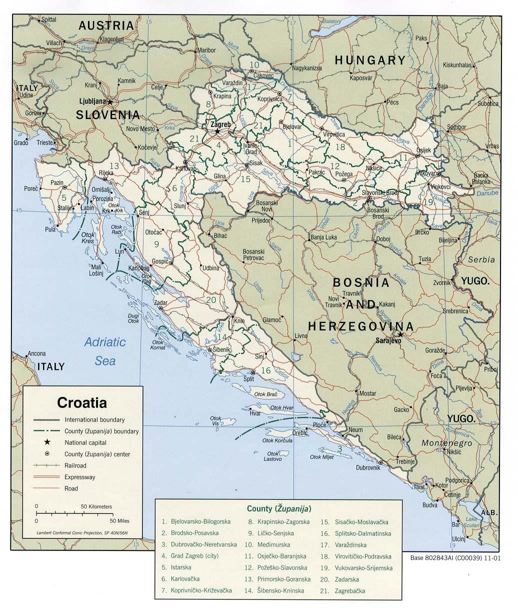 хорватских портов карте