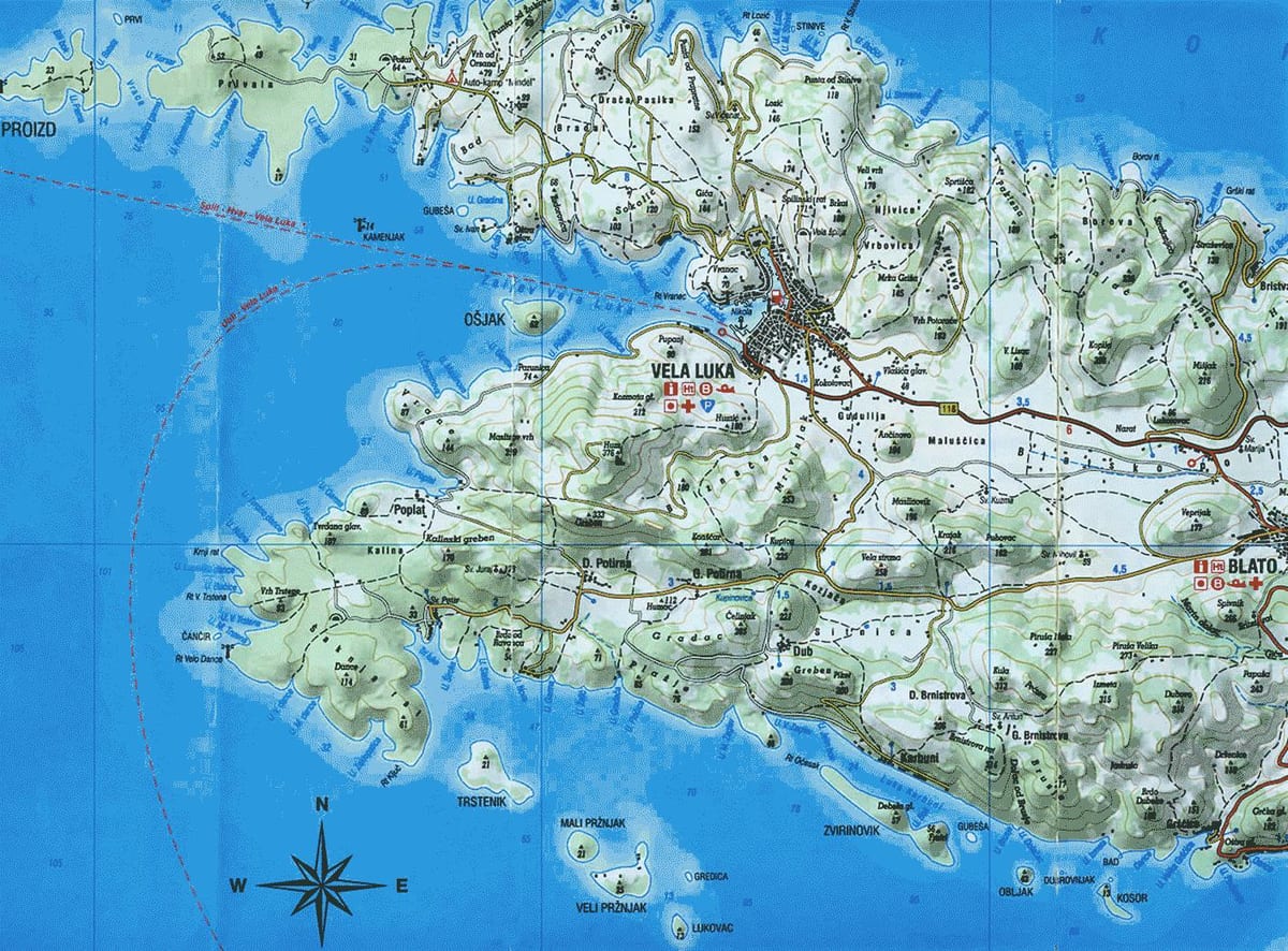 карта корчула Хорватия