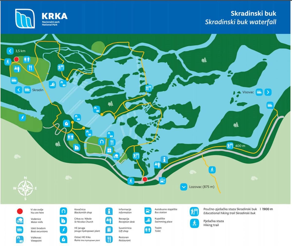 национальный парк крка Хорватия карта