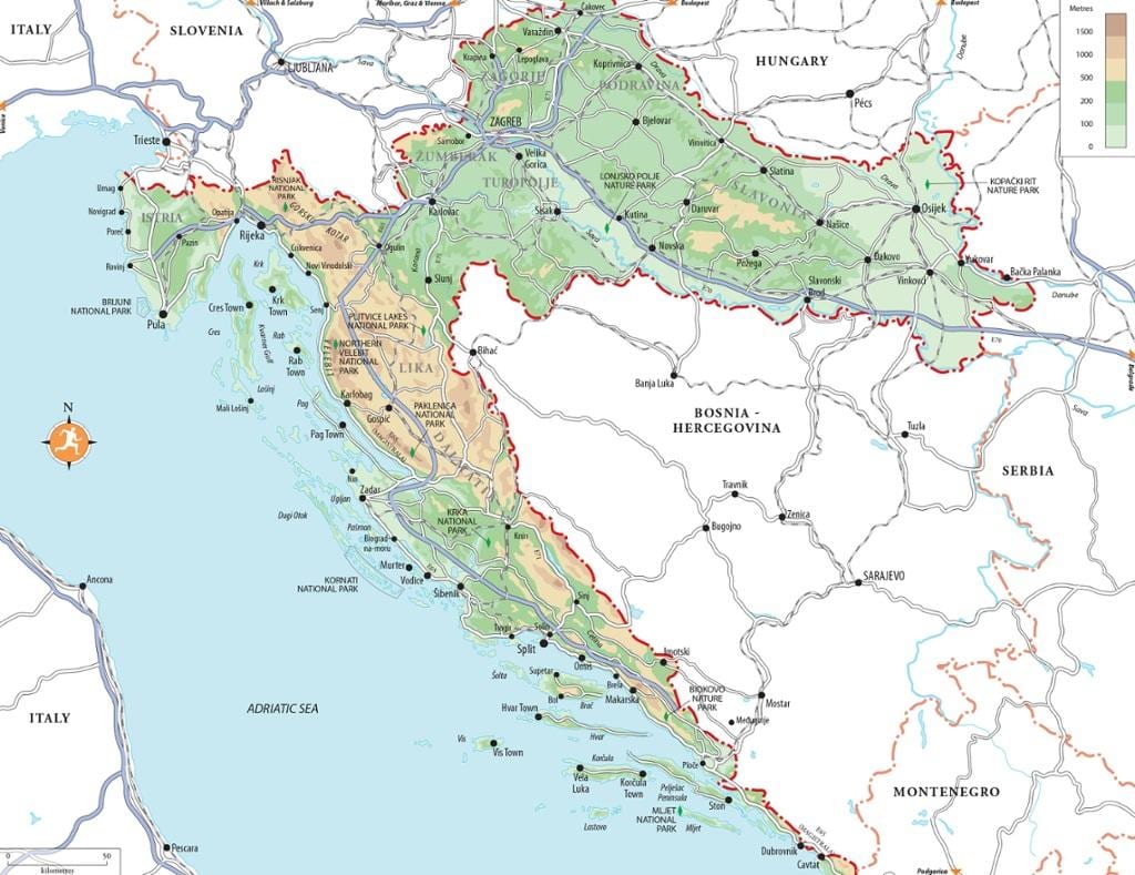 зрче пляж Хорватии на карте