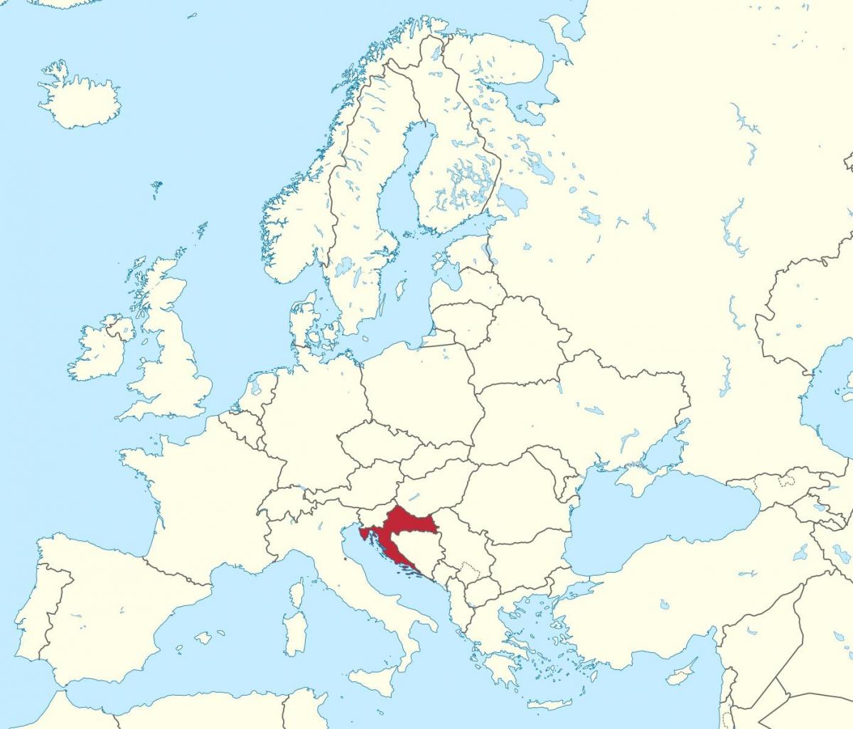 Хорватия на карте Европы