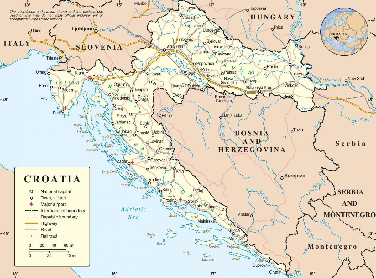 вождение карта Хорватии