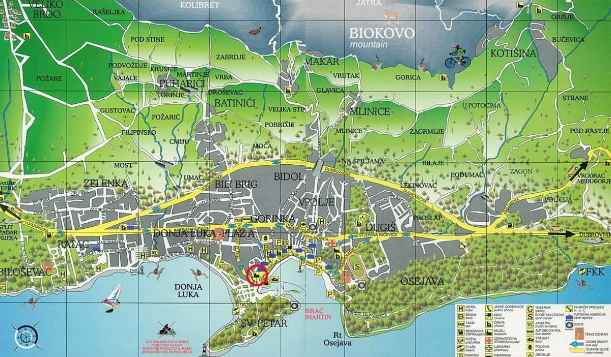 карта макарска Хорватия
