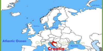 Расположение Хорватии на карте мира