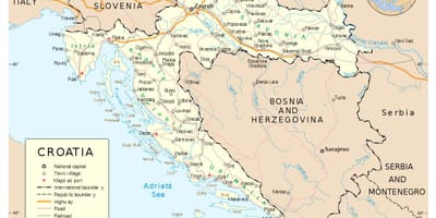 Карта Хорватии с городами