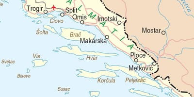 Карта Южной Хорватии