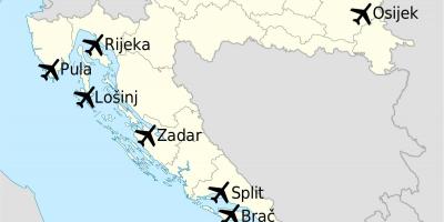 Карта Хорватии показывая аэропортов